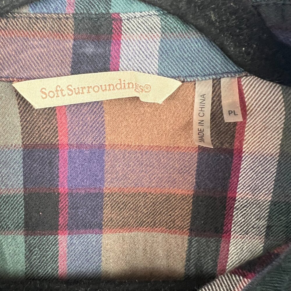 Soft Surroundings Plaid Button Front Flared Swing Tunic Top Size PL Western - Picture 5 of 9